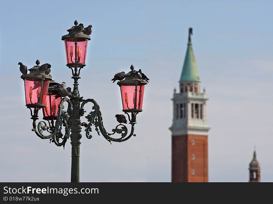 Street lamppost of Venice in front of San Giorgio Maggiore church in Venice, Italy. Street lamppost of Venice in front of San Giorgio Maggiore church in Venice, Italy.