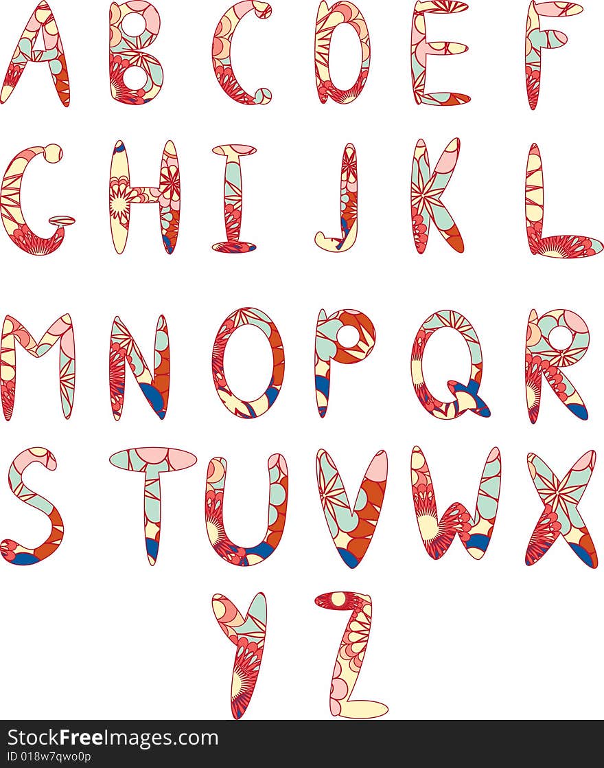 The English alphabet. Cheerful multi-coloured letters. The English alphabet. Cheerful multi-coloured letters.