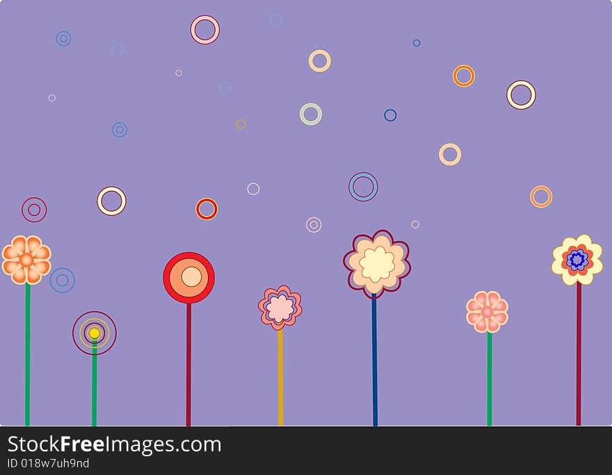 Abstract background with flowers and rings