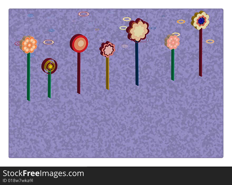 Abstract background with flowers and rings. Abstract background with flowers and rings