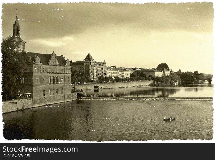 Old style photo of Prague. Old style photo of Prague.