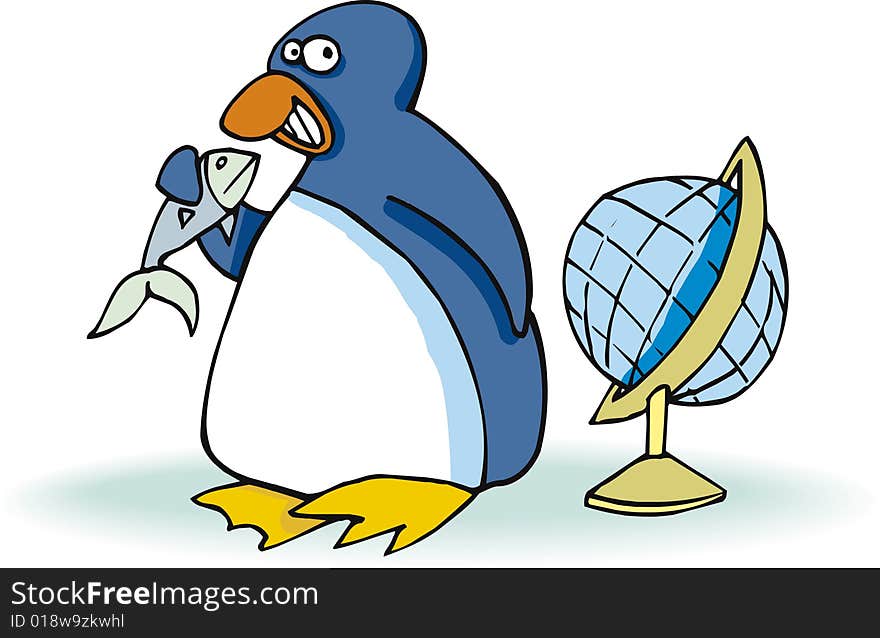 Penguin With Fish