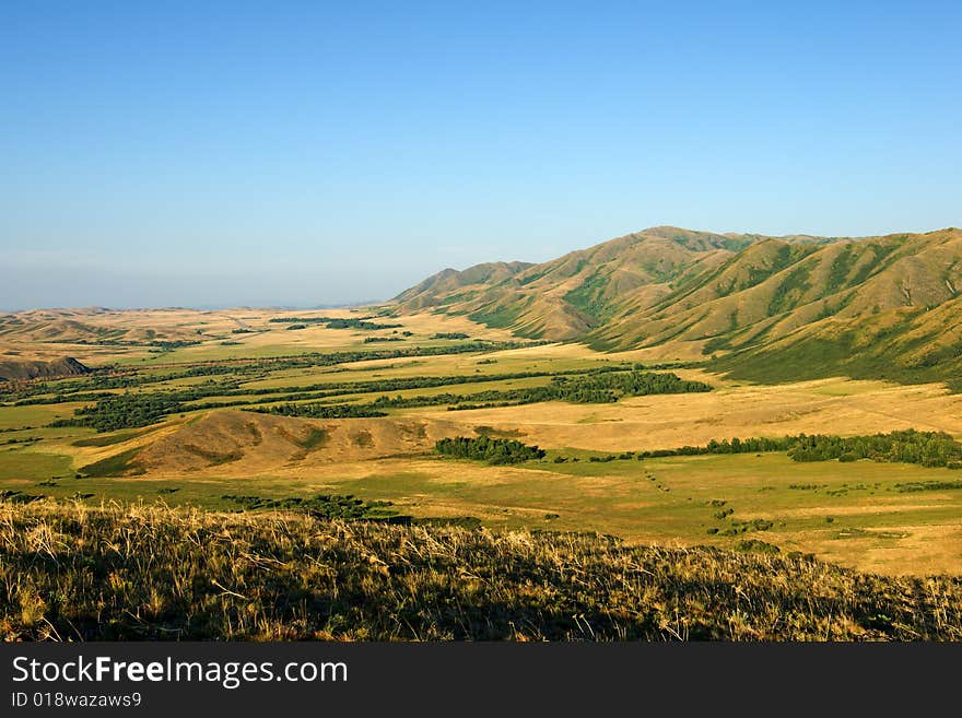 View on the valley from the mountain. View on the valley from the mountain