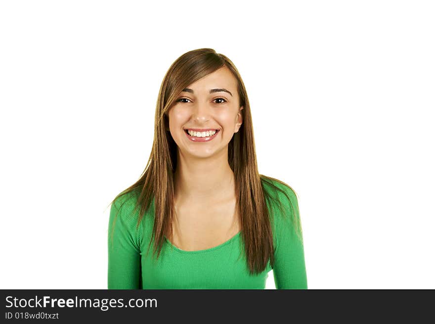 Portrait of a beautiful brunette teenage girl with a nice smile. Portrait of a beautiful brunette teenage girl with a nice smile