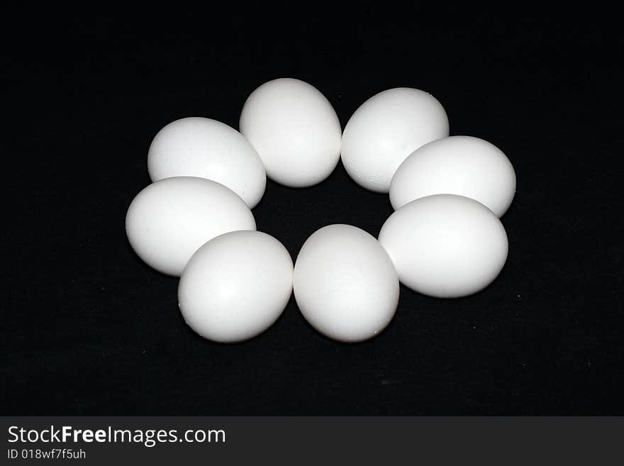 Eggs arranged in an oval pattern. Eggs arranged in an oval pattern