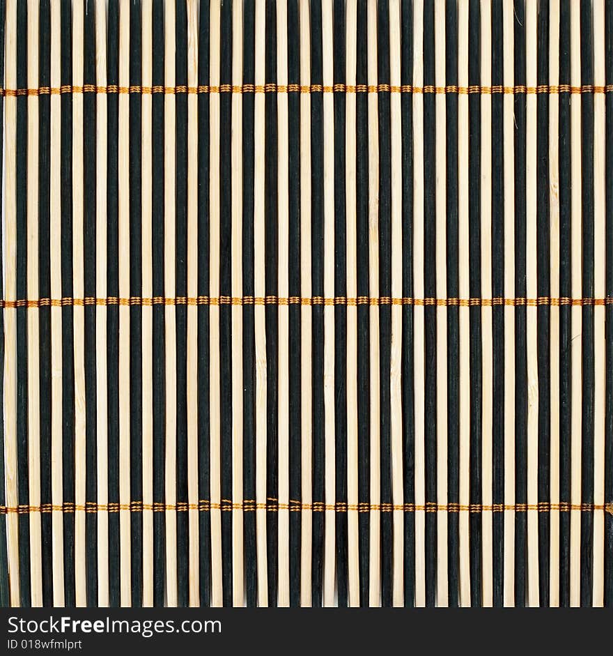 Close-up of small bamboo stick straw mat