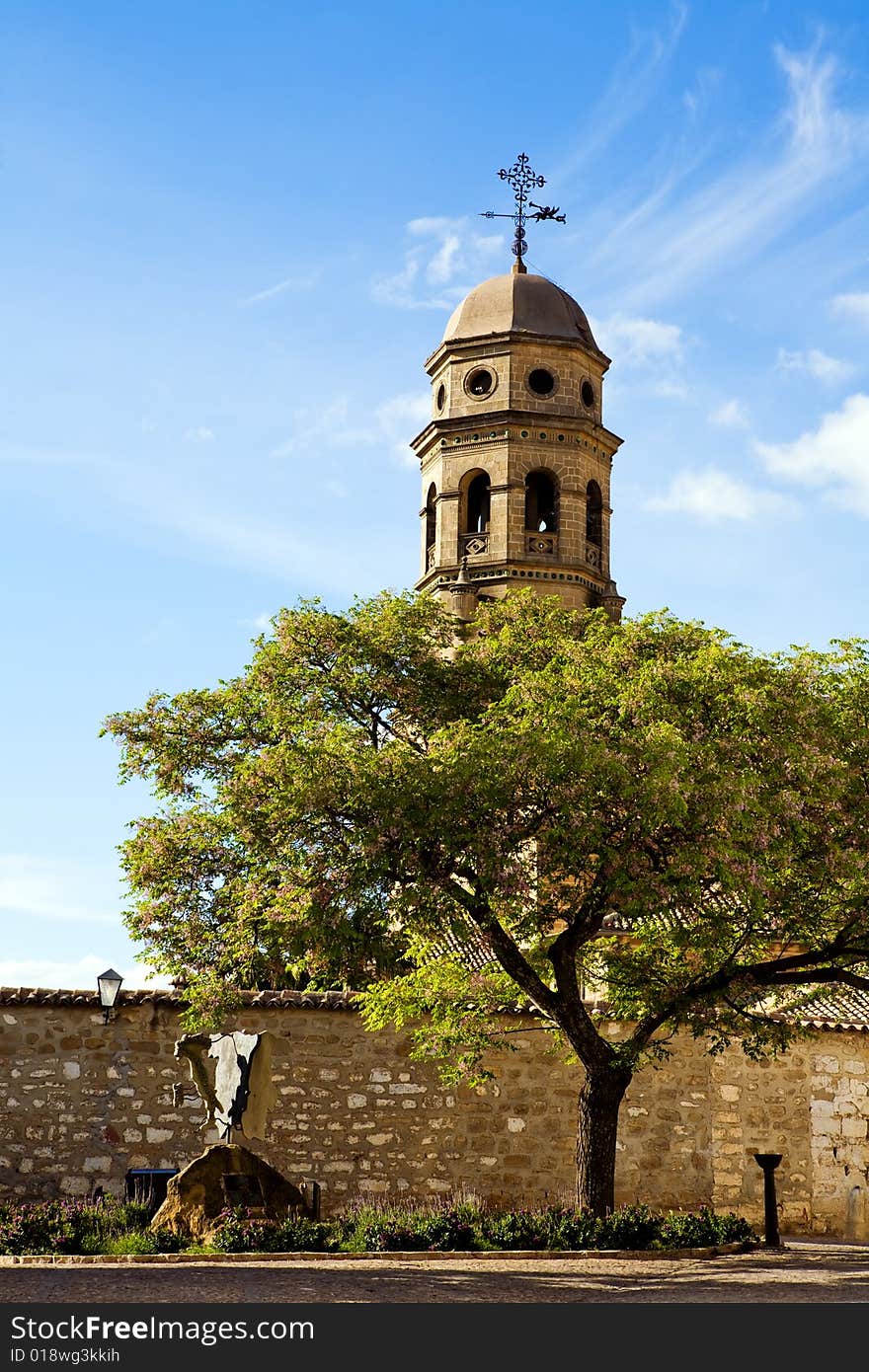 Beautiful famous belfry of Cathedral Baeza