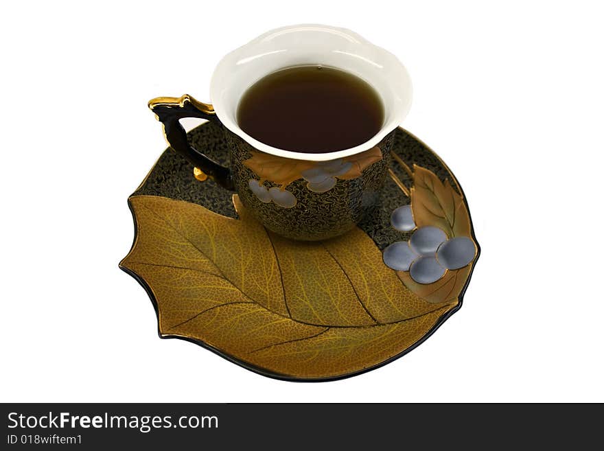 Cup with tea isolated on a white background