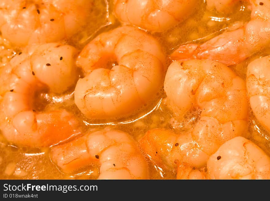 Shrimp scampi hot and fresh out of the oven