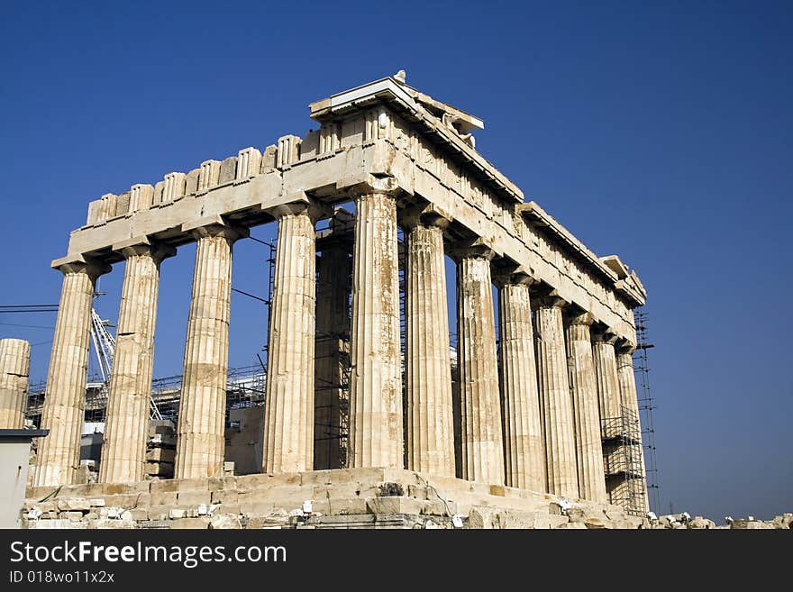 Parthenon in Greece and blue sky