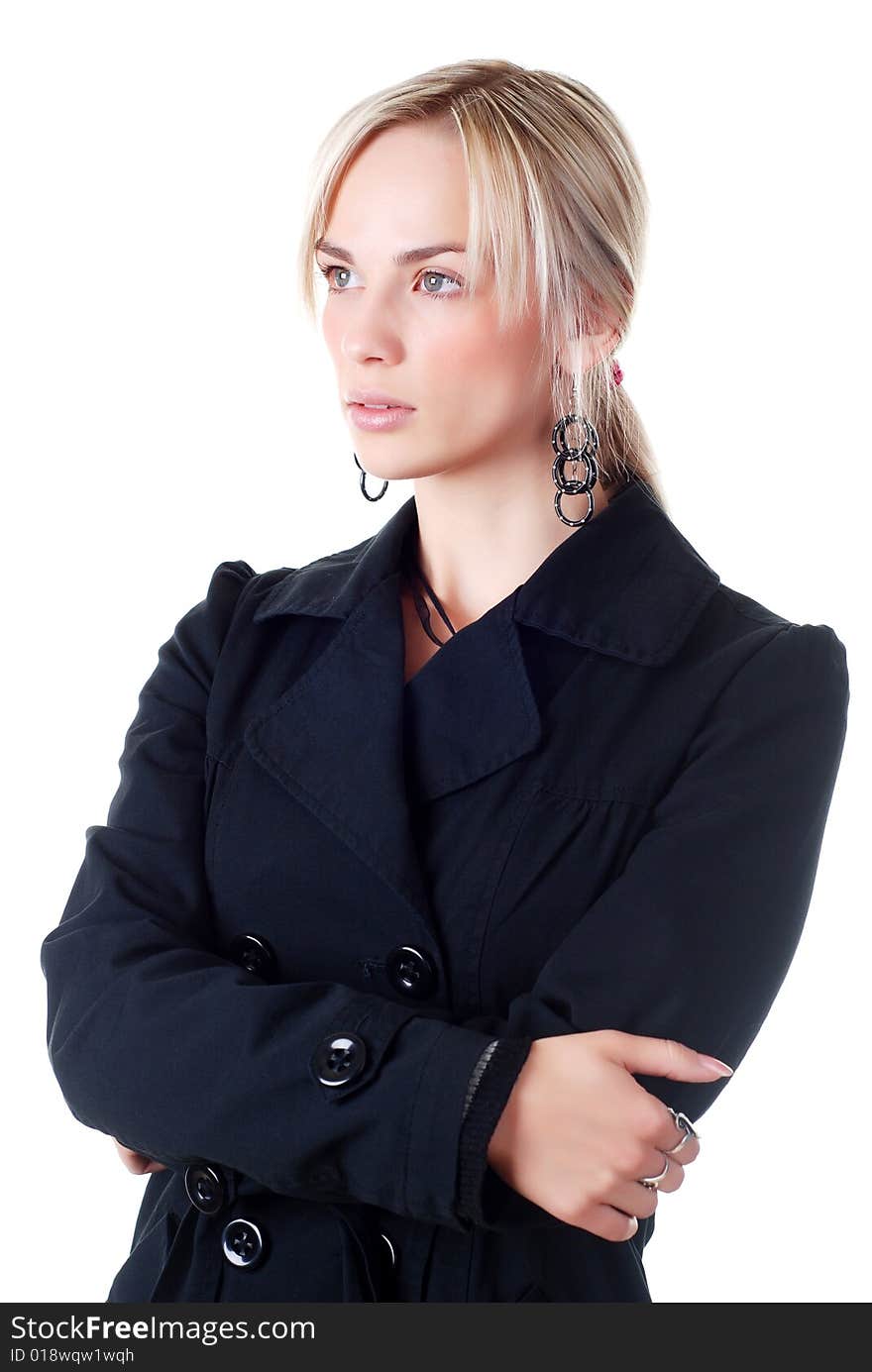 Portrait of young businesswoman in black suit. Portrait of young businesswoman in black suit