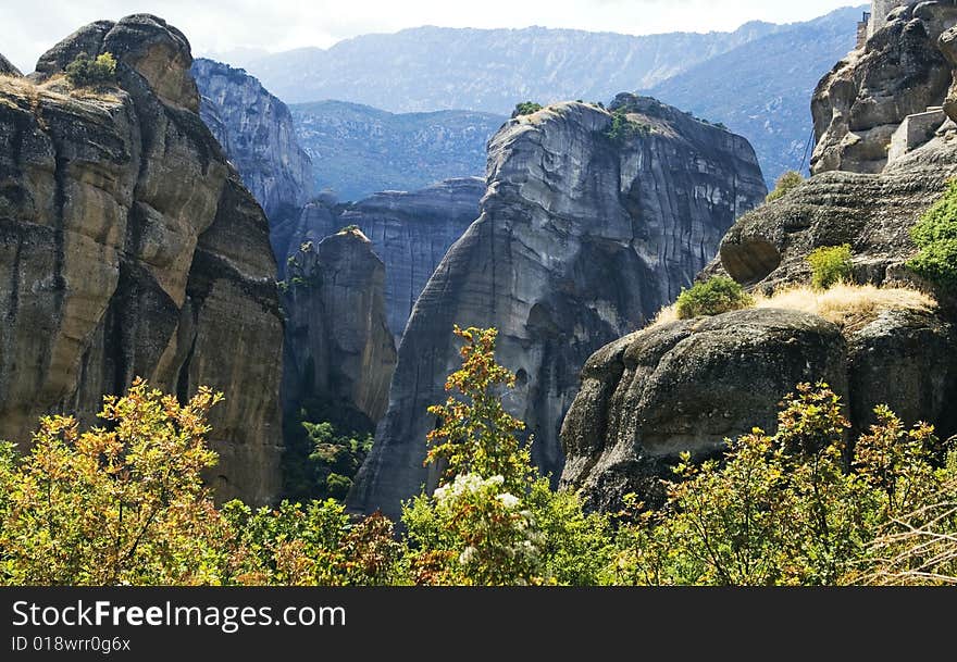 View on the magnificent meteora and its monasteries