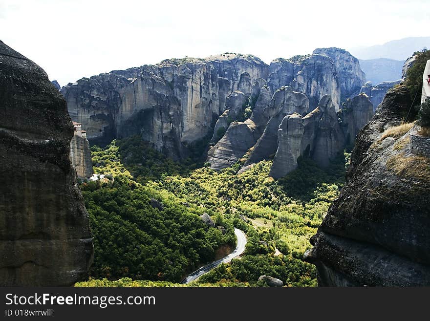 View on the magnificent meteora and its monasteries