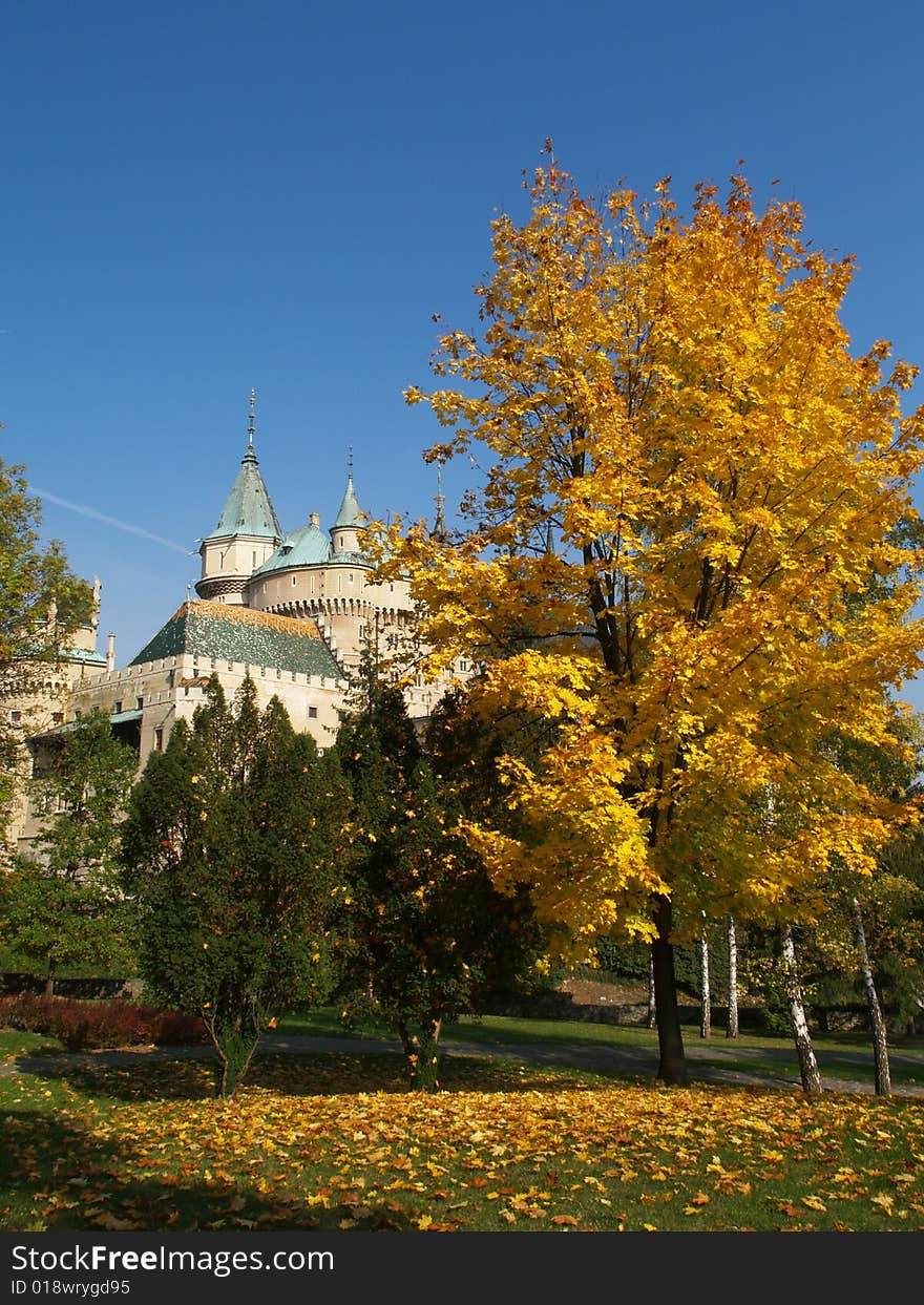 Castle Bojnice in sunny day, Slovakia