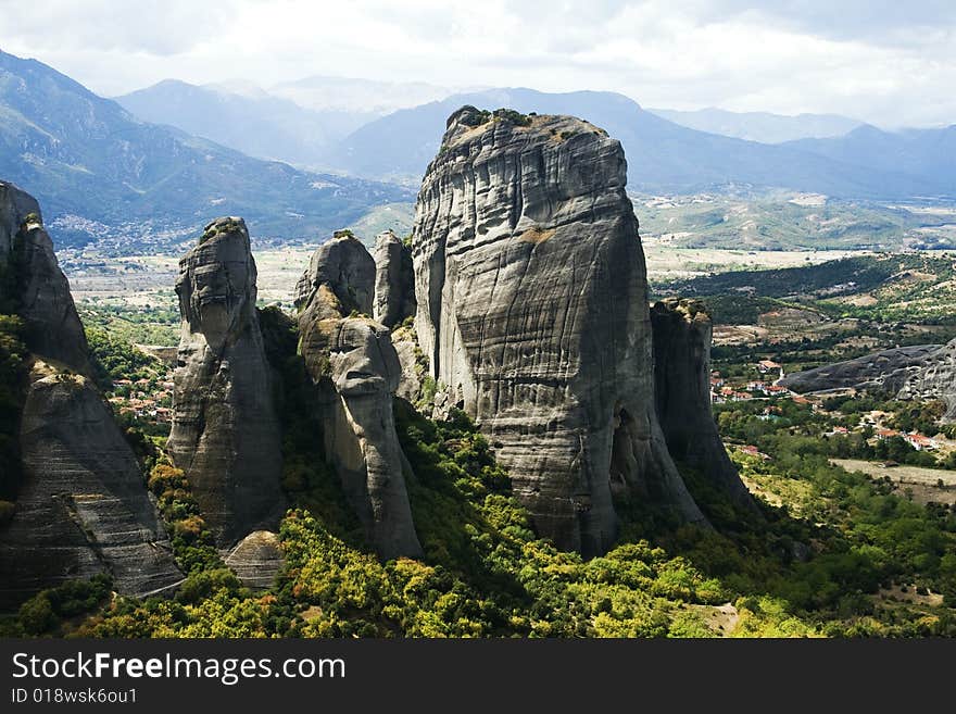 View on the magnificent meteora and its monasteries