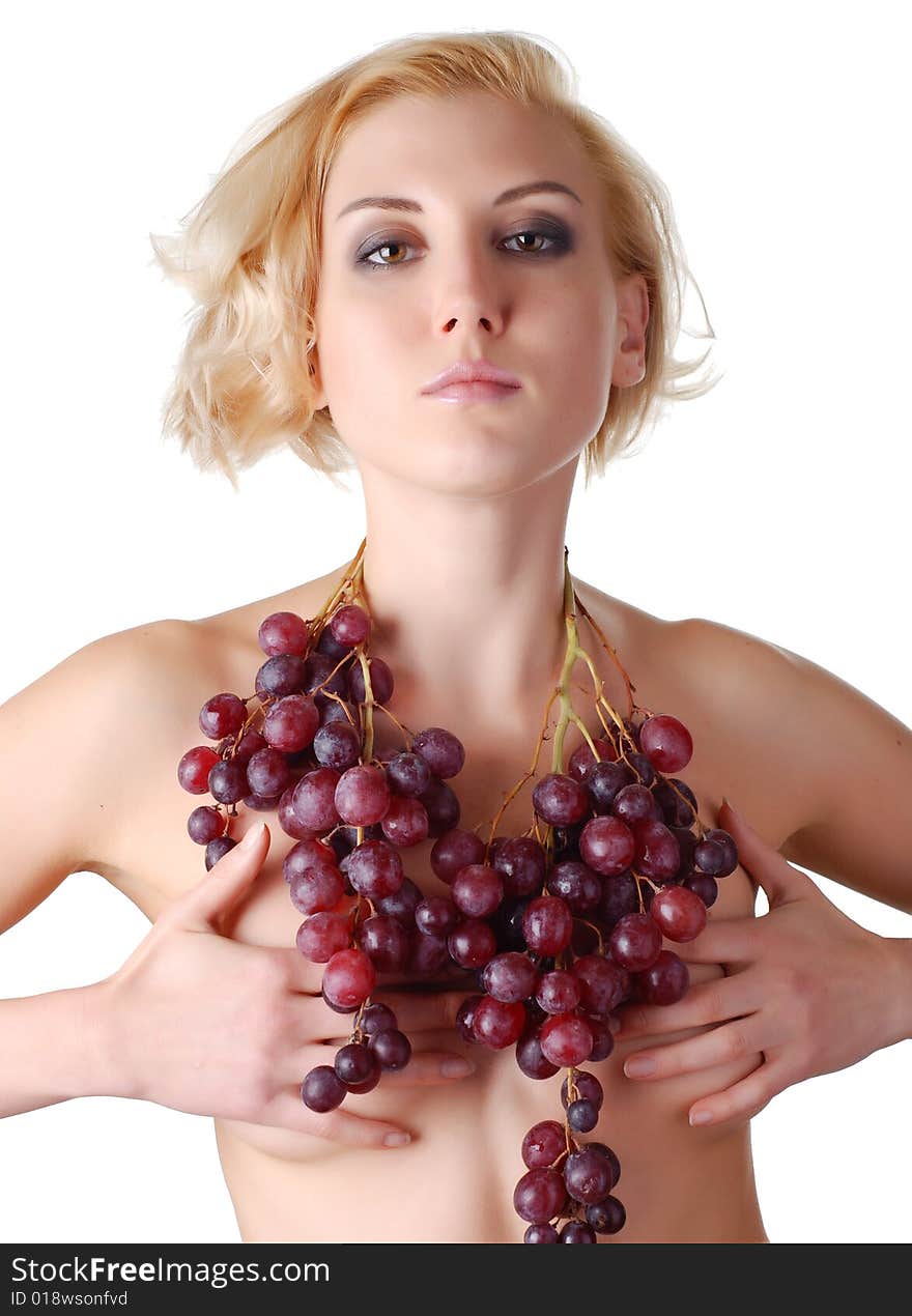 Woman With Bunch Of Grapes