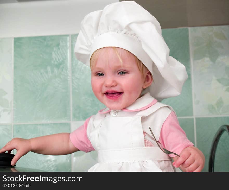 Sitting Girl With Fork In Hand