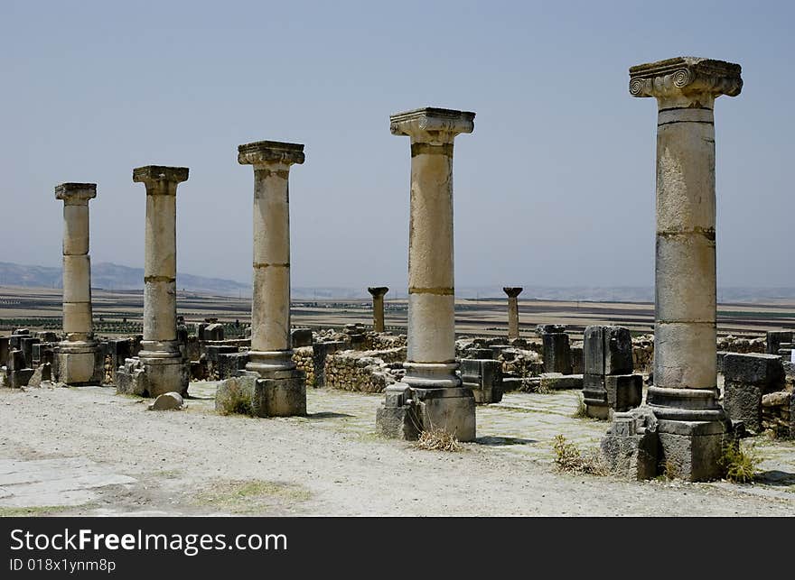 Roman columns at Volubilis, Morocco