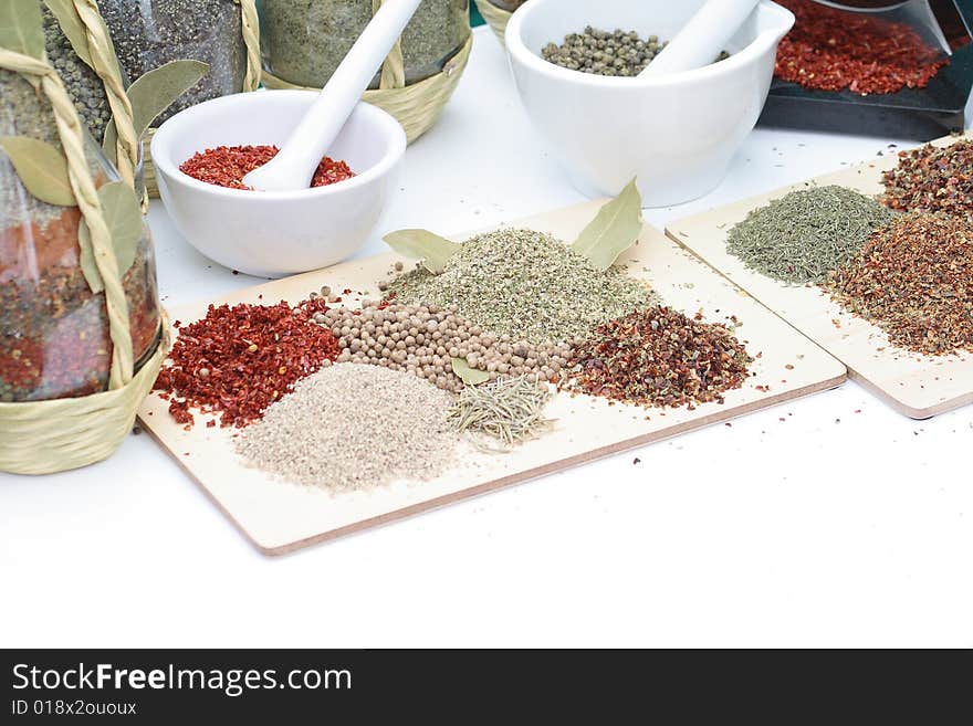 Image of spices on table. Image of spices on table.