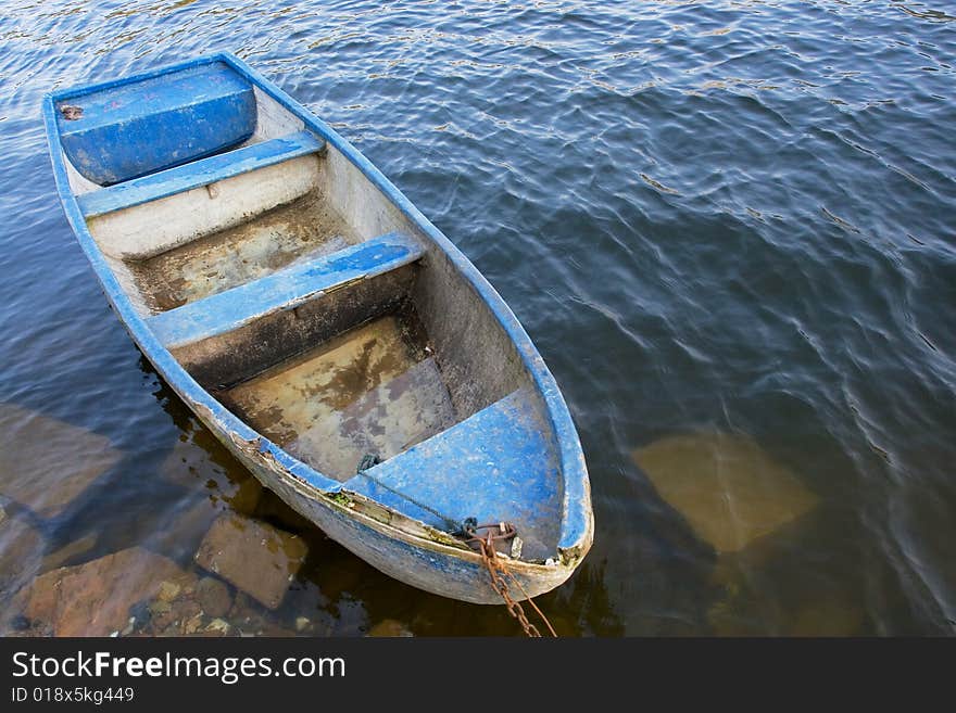 The blue boat in sunshine