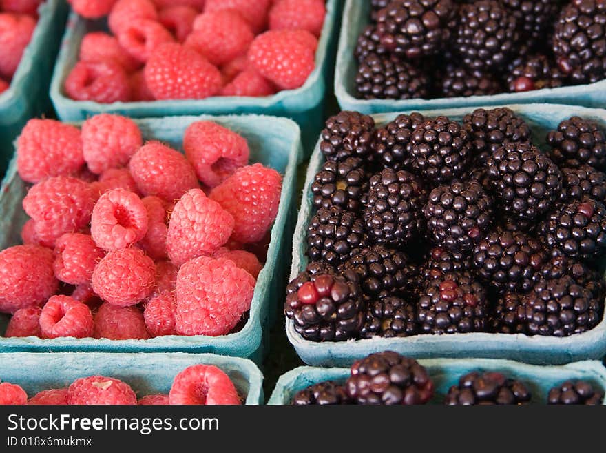 Blackberries and Raspberries at Farmers Market