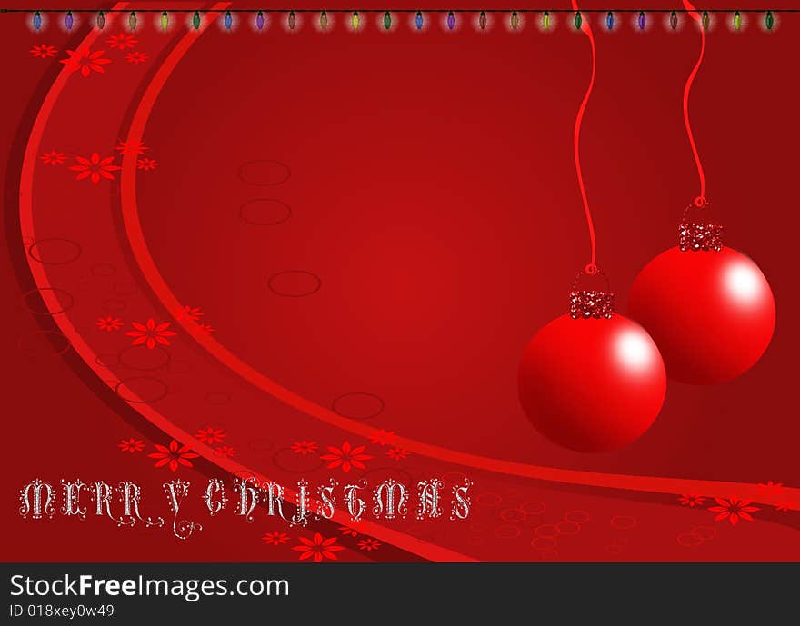 Christmas red ornaments illustration on dark red b