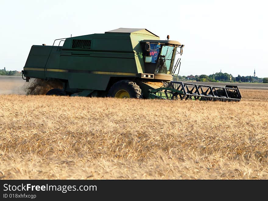 Combine at farmland