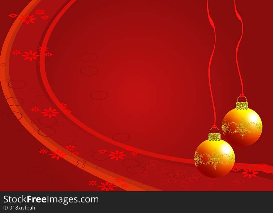 Christmas golden ornaments illustration