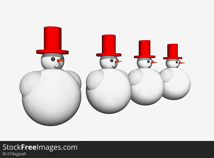 Abstract seasonal and holiday background with snowmen