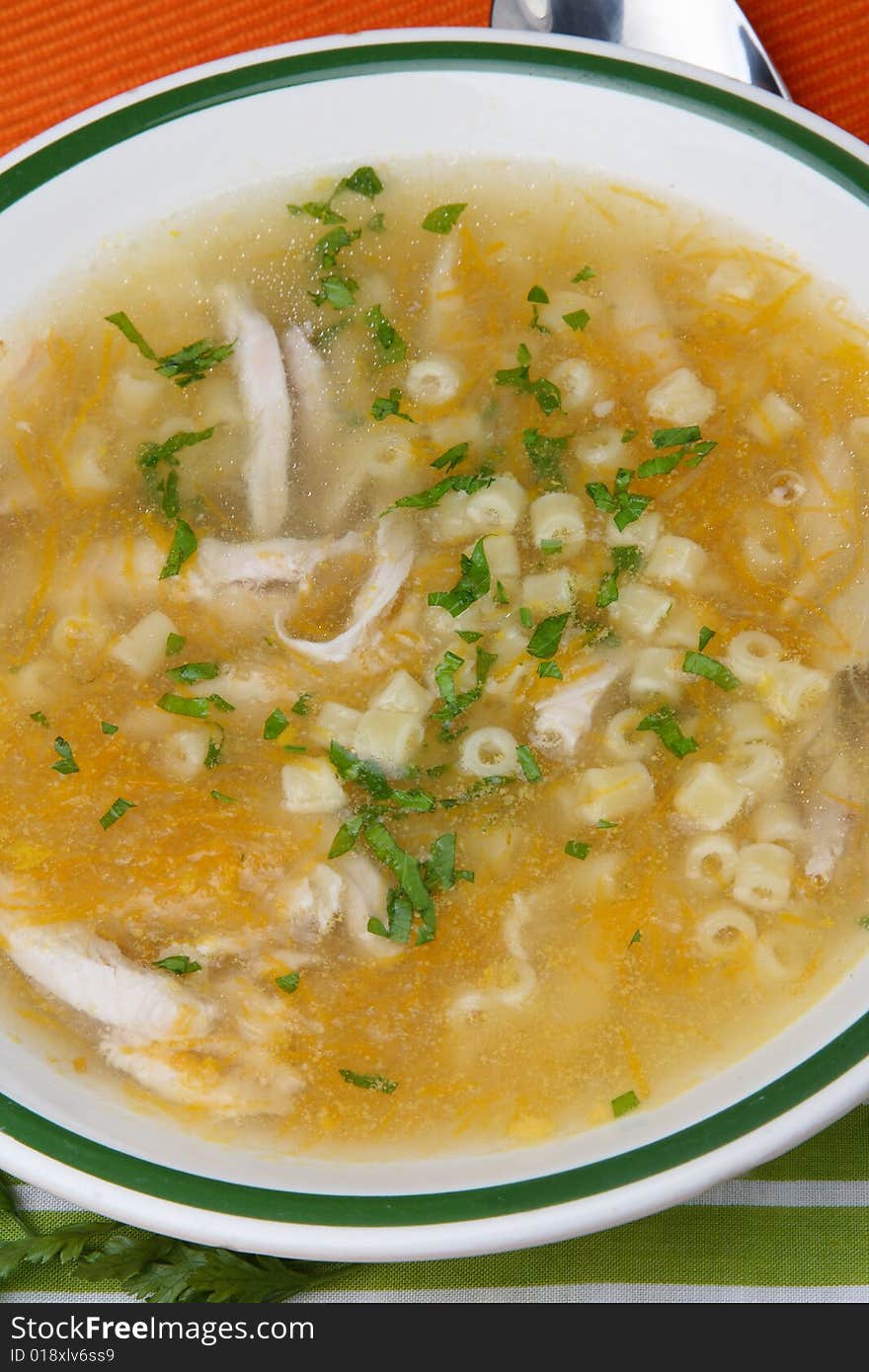 Chicken soup with meat