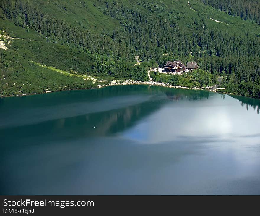 The view from the Black Pond on the Sea eye and the mountain lounge.