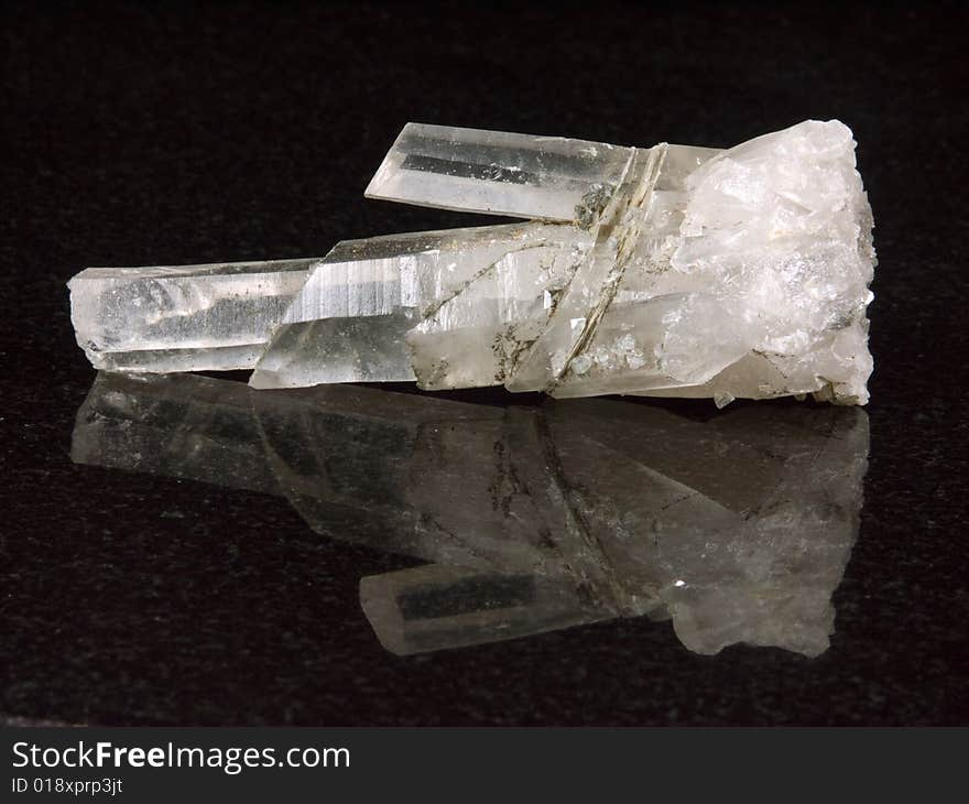 Rock crystal on a black background