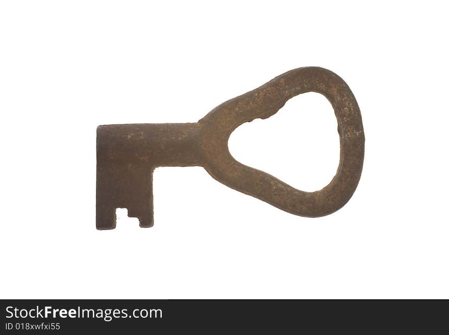 Old Antique Key On White Background