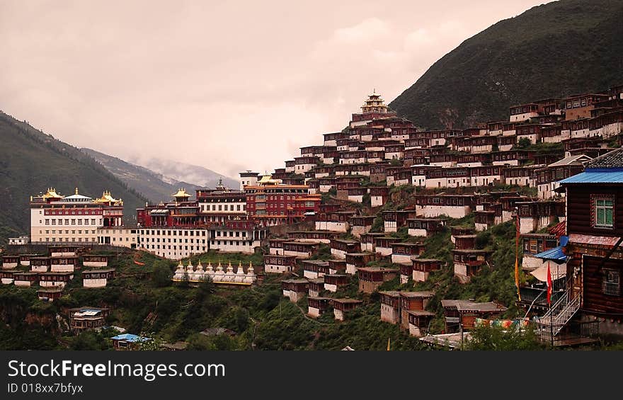 the majestic temple in tibet . the majestic temple in tibet