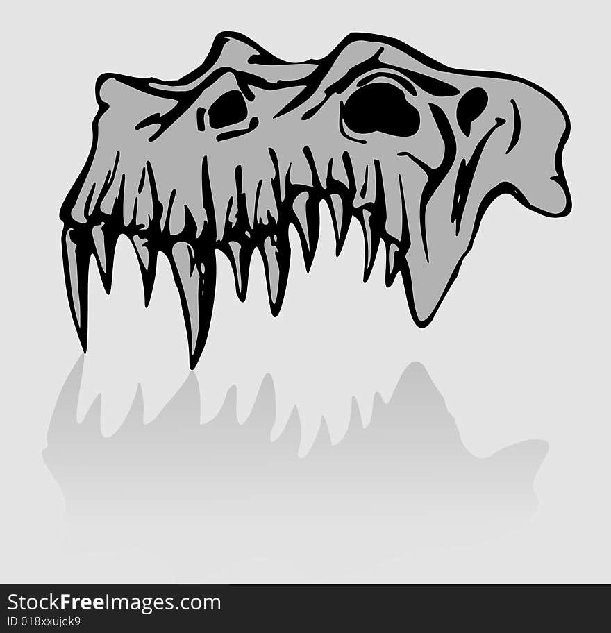 Skull of demon - traced image isolated on white. Additional vector format in EPS (v.8).