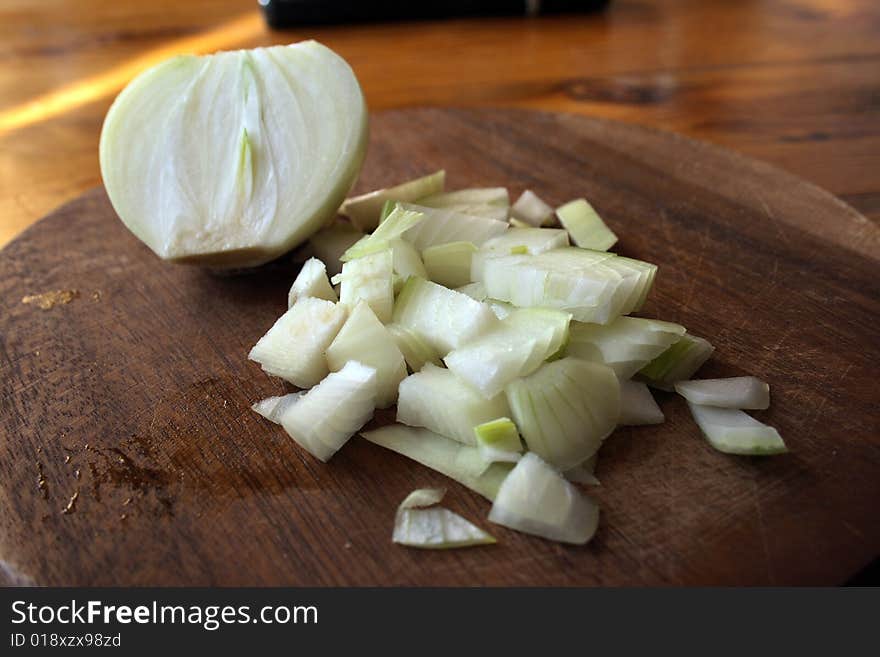 Onion On Cutting Board