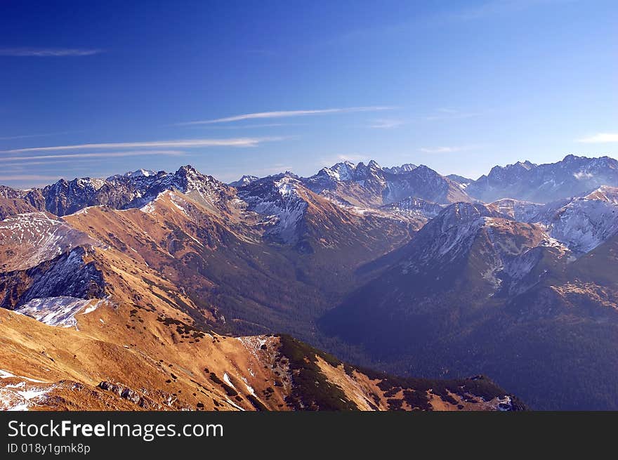 Mountains landscape - beginning of winter