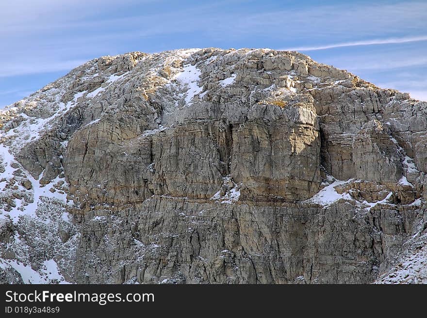 Mountain peak - beginning of winter