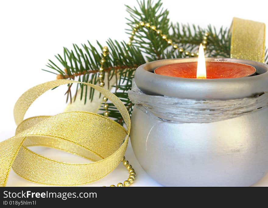 Candle and Christmas decoration