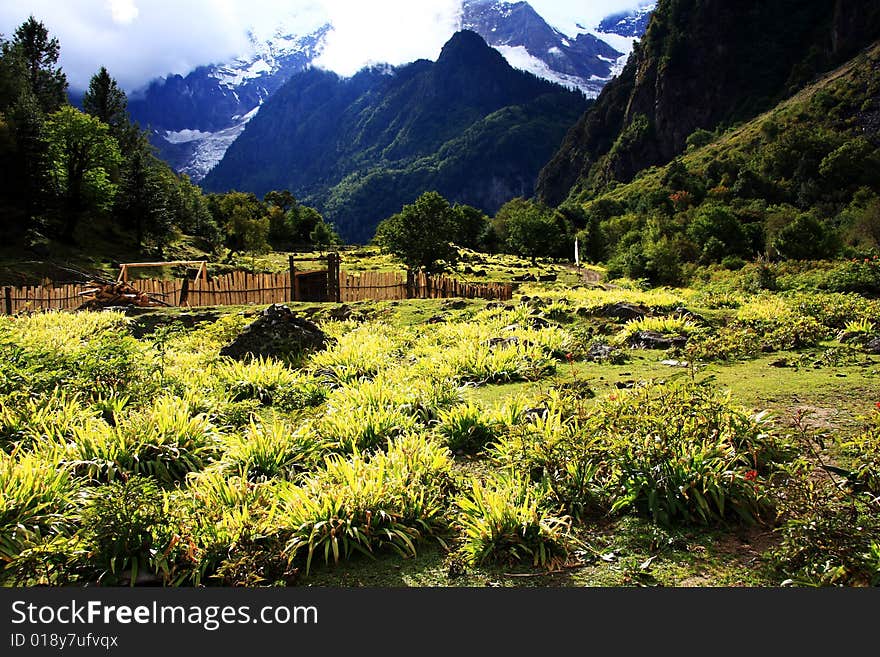 Distant mountains and a county named Yubeng,Yunnan,China. Distant mountains and a county named Yubeng,Yunnan,China