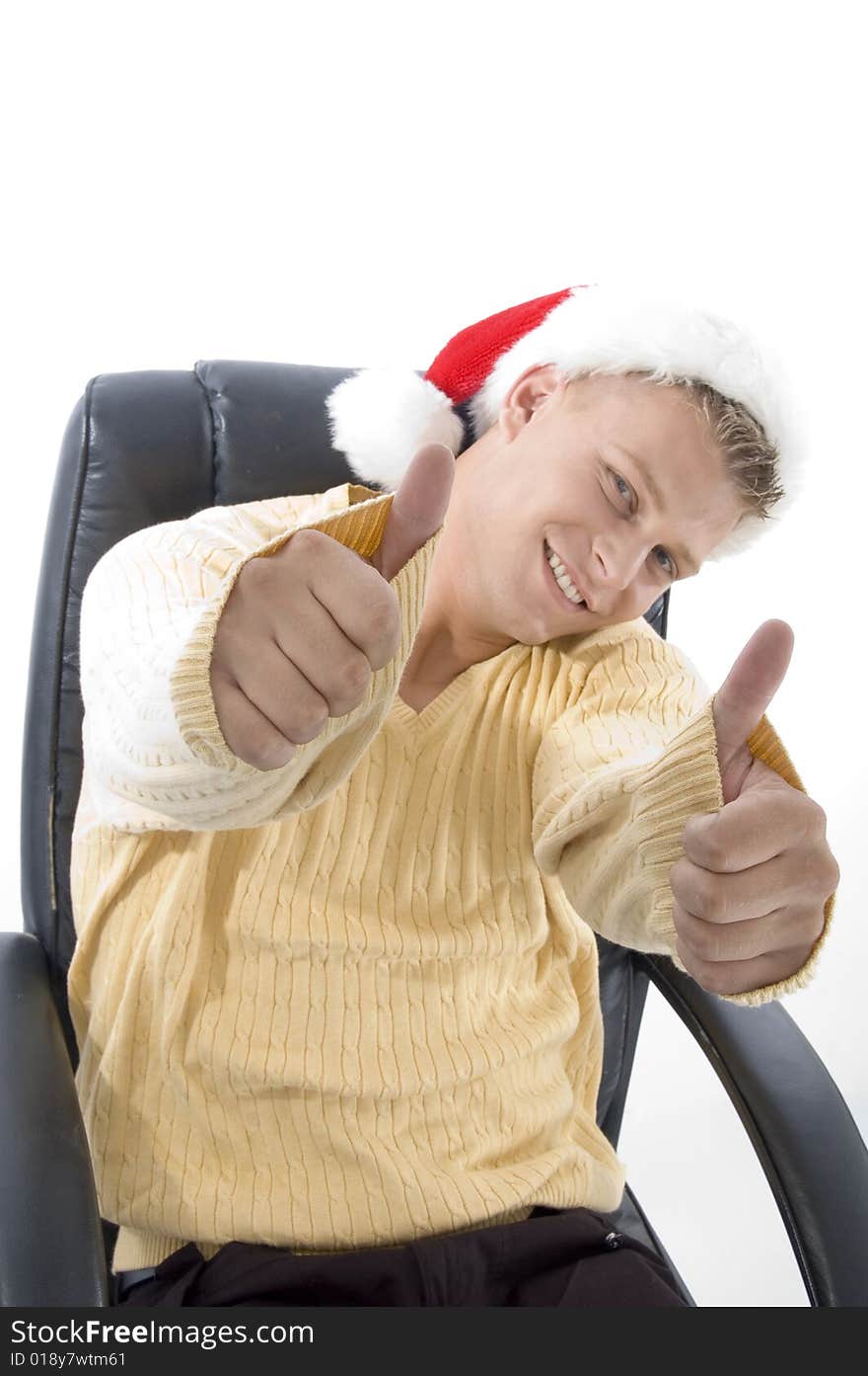 Man showing both thumbs up on an isolated background