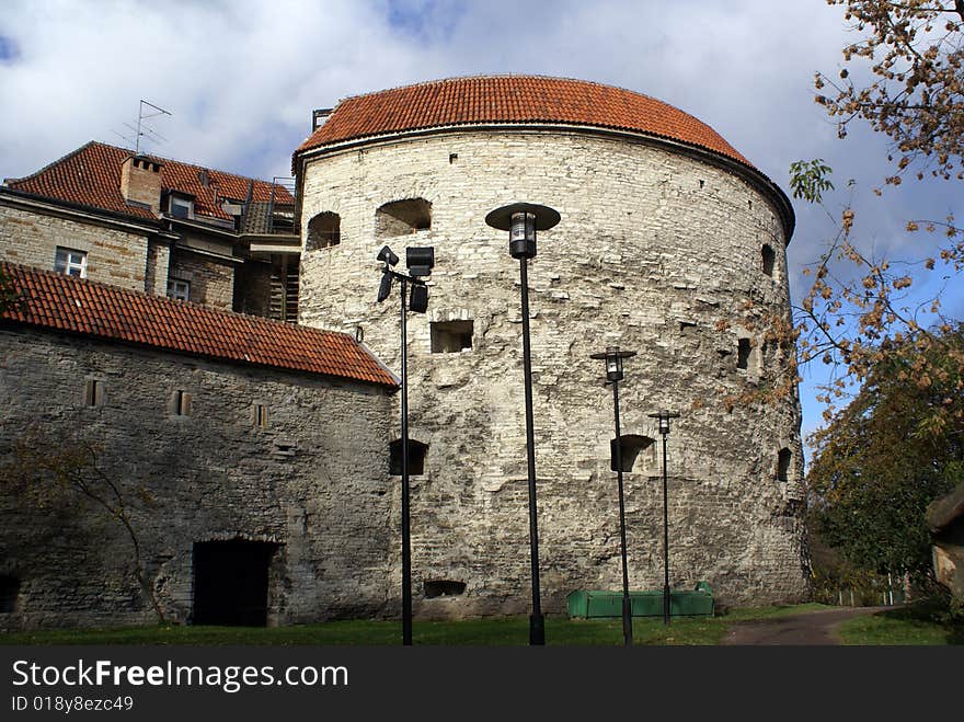 Round tower and wall in Tallinn, Estonia