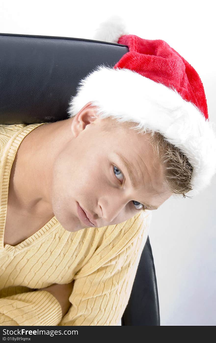 Close up of male in christmas hat