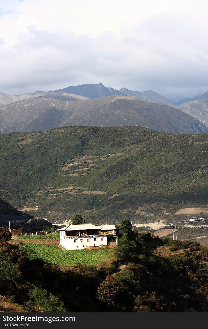 View from Songzanlin Monastery near Zhongdian, China, the largest Tibetan Buddhist monastery in Yunnan province. View from Songzanlin Monastery near Zhongdian, China, the largest Tibetan Buddhist monastery in Yunnan province.