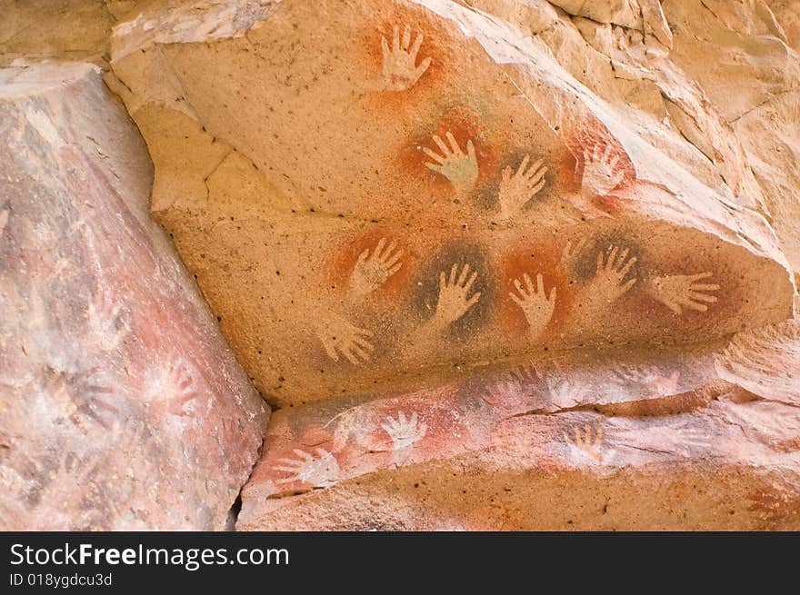 Ancient cave paintings in Patagonia, Argentina.