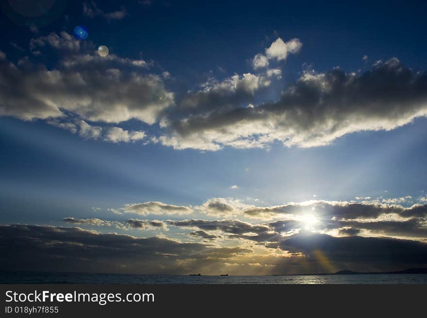 Sea sunset and clouds.