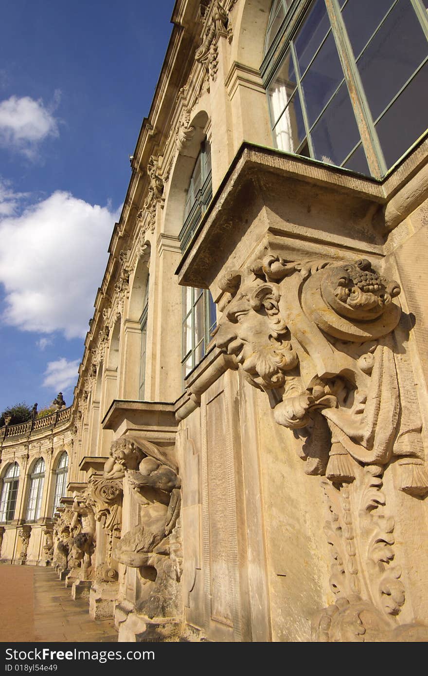 Walls Zwinger palace in Dresden