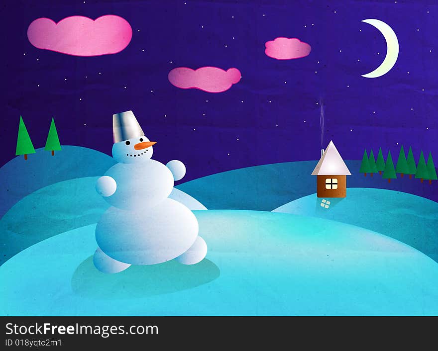 New Year Card. Snowman. Vector