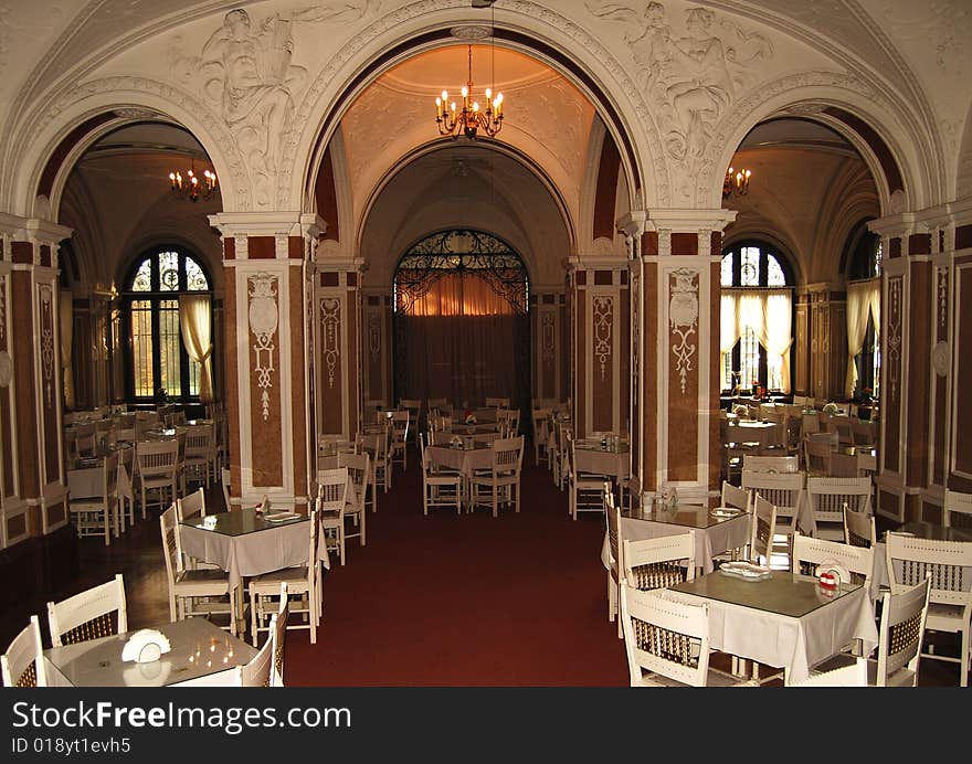 Photo of the old castle - dining room(Poland). Photo of the old castle - dining room(Poland).