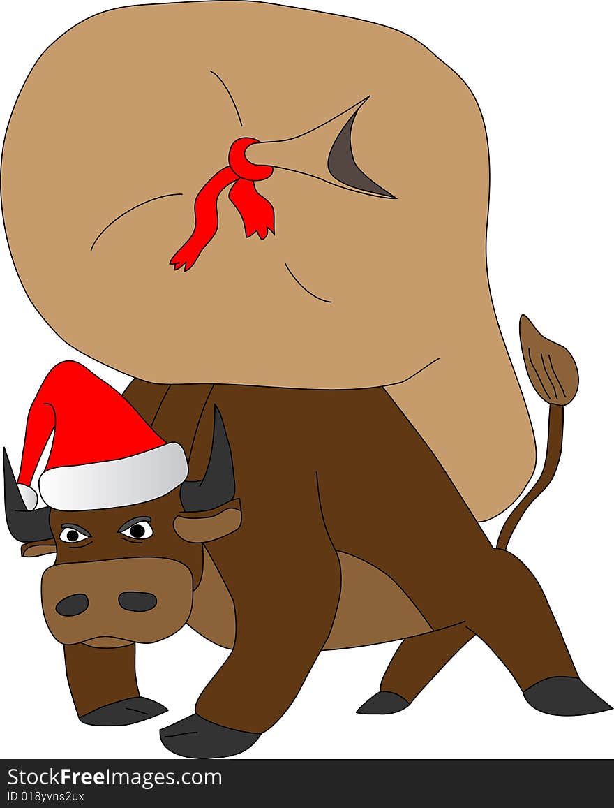 Bull with gifts on a back